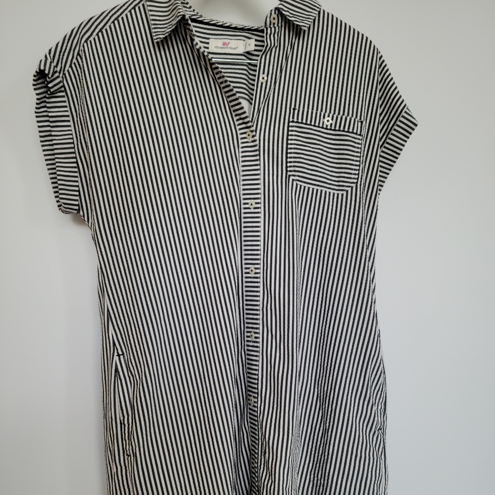 Vineyard Vines Black and White Striped shirt Dress sz 10